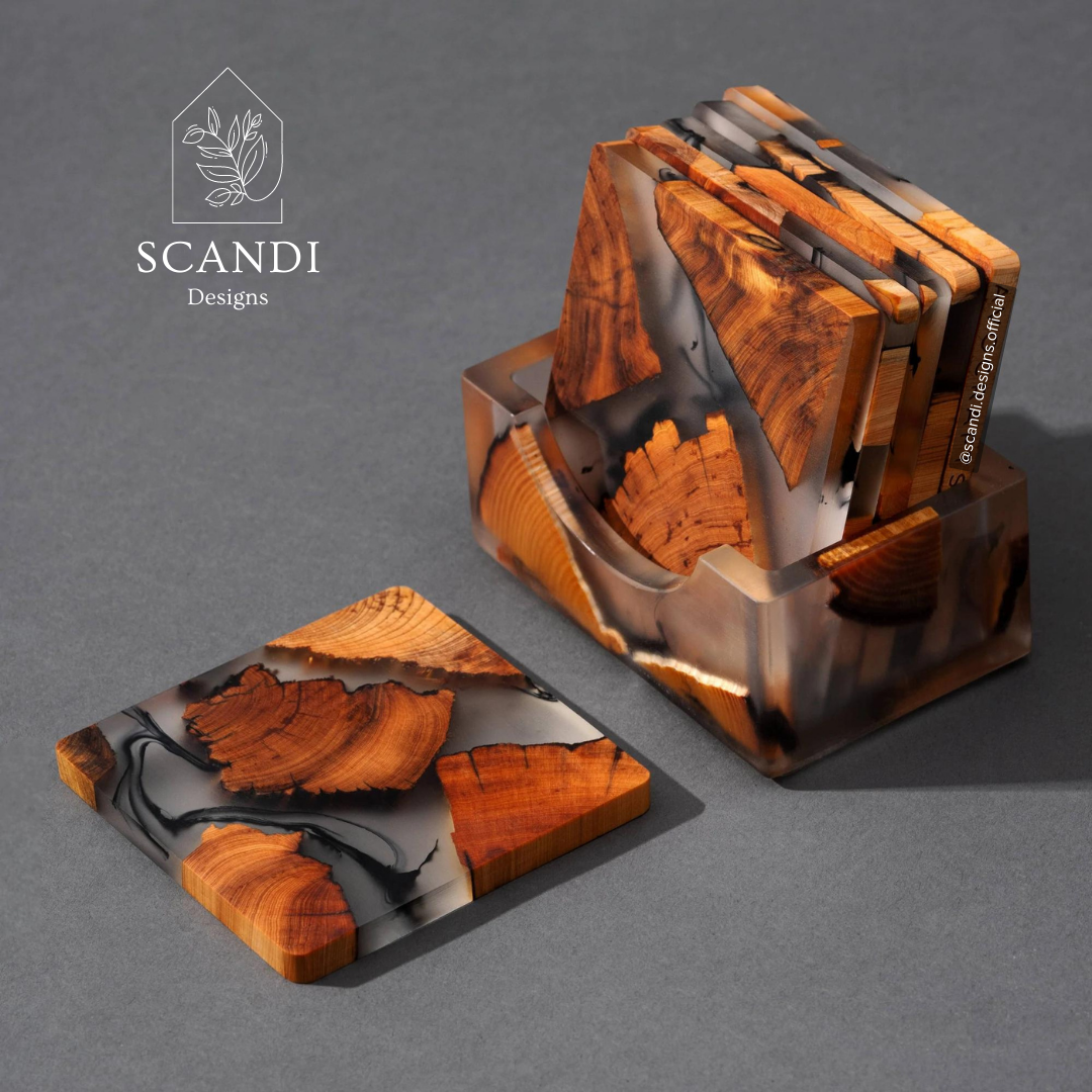Scandi Natural Cedar Wood Coaster Set