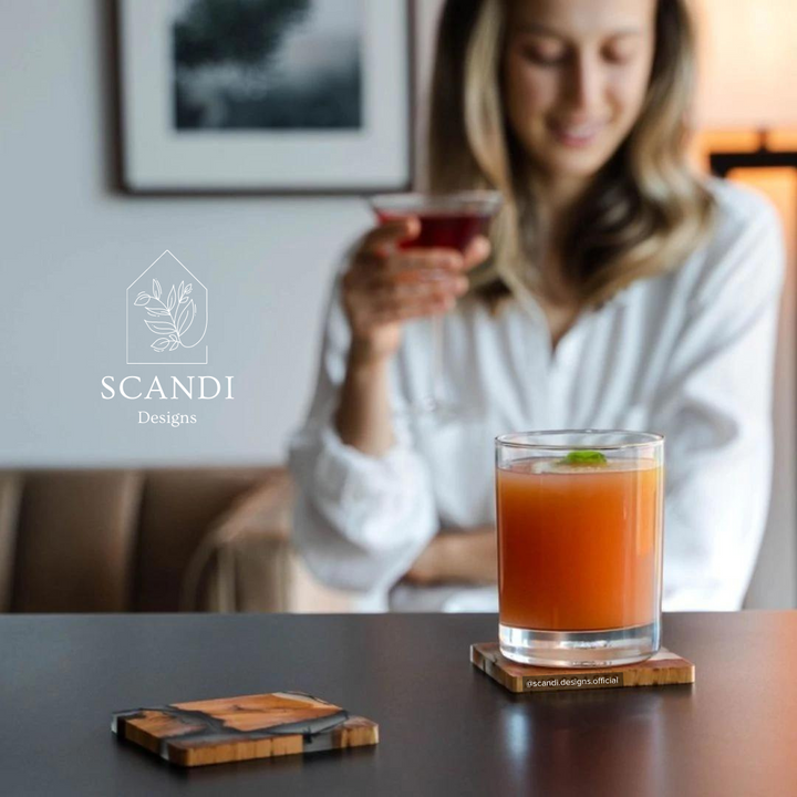 Scandi Natural Cedar Wood Coaster Set