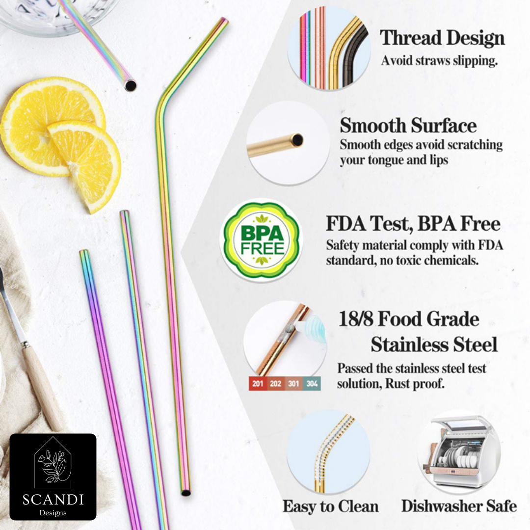 Scandi Ecofriendly Reuseable Straws - Rose Gold