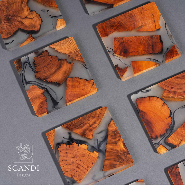 Scandi Natural Cedar Wood Coaster Set