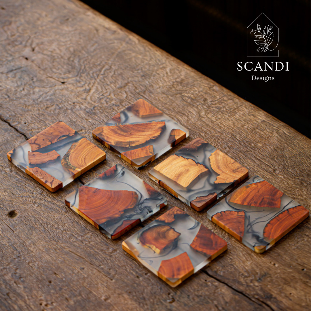 Scandi Natural Cedar Wood Coaster Set