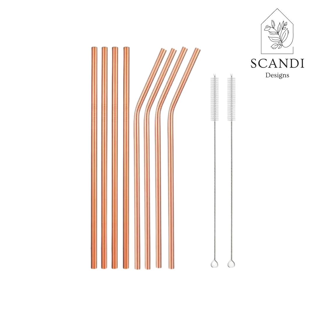 Scandi Ecofriendly Reuseable Straws - Rose Gold