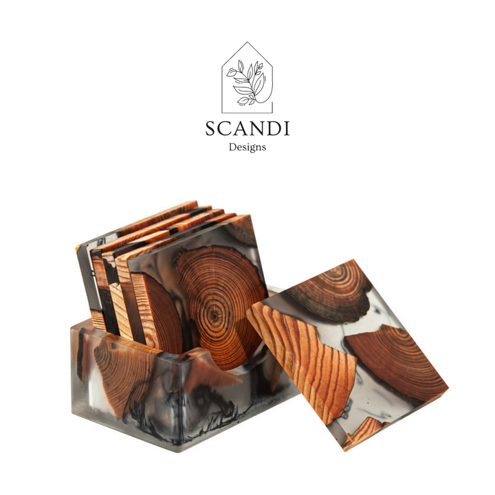 Scandi Natural Cedar Wood Coaster Set