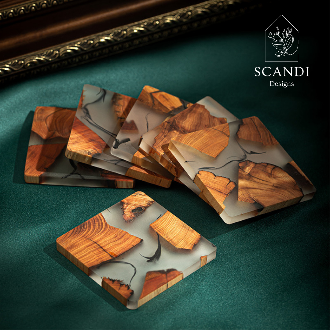 Scandi Natural Cedar Wood Coaster Set