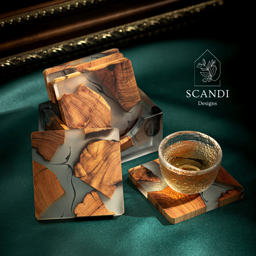 Scandi Natural Cedar Wood Coaster Set